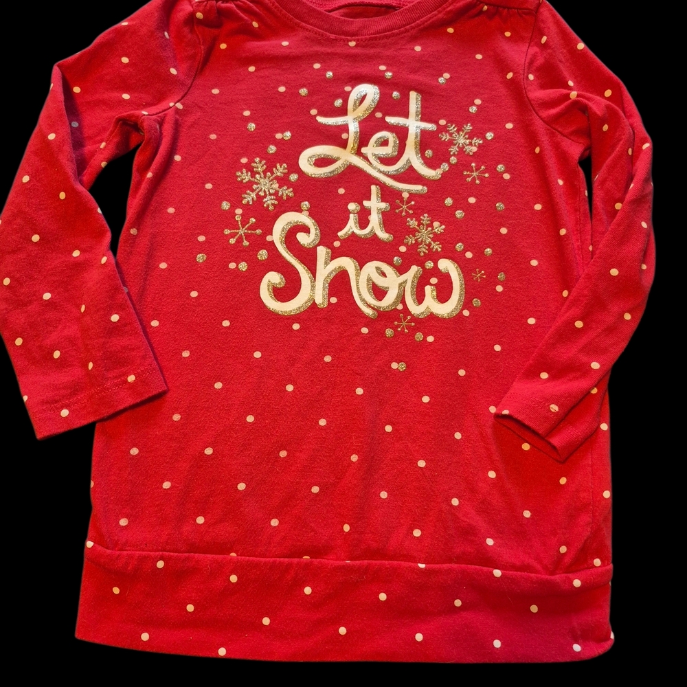 ⭐️⭐️5/$15Jumping Beans Red 'Let it Snow' Long Sleeve Tee